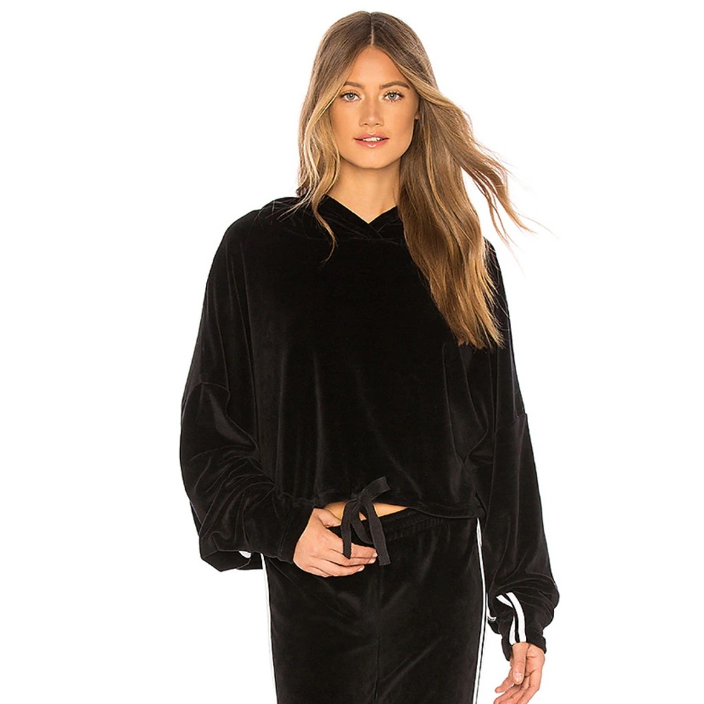 Ketchup Velour Dolman Hoodie in Black